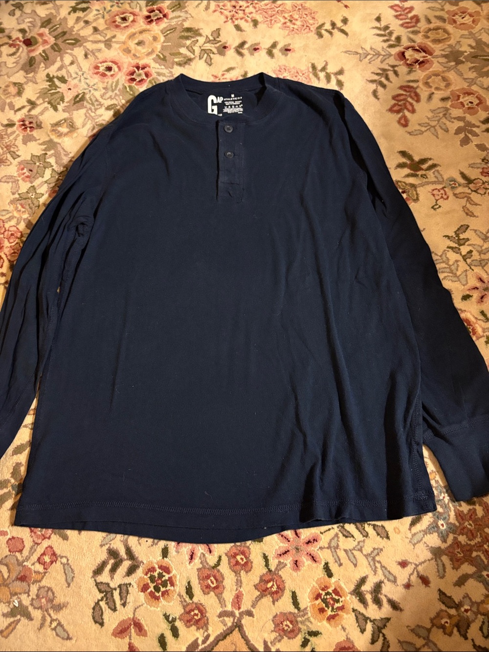 GAP Men’s Long Sleeve Henley Shirt - Dark Navy
